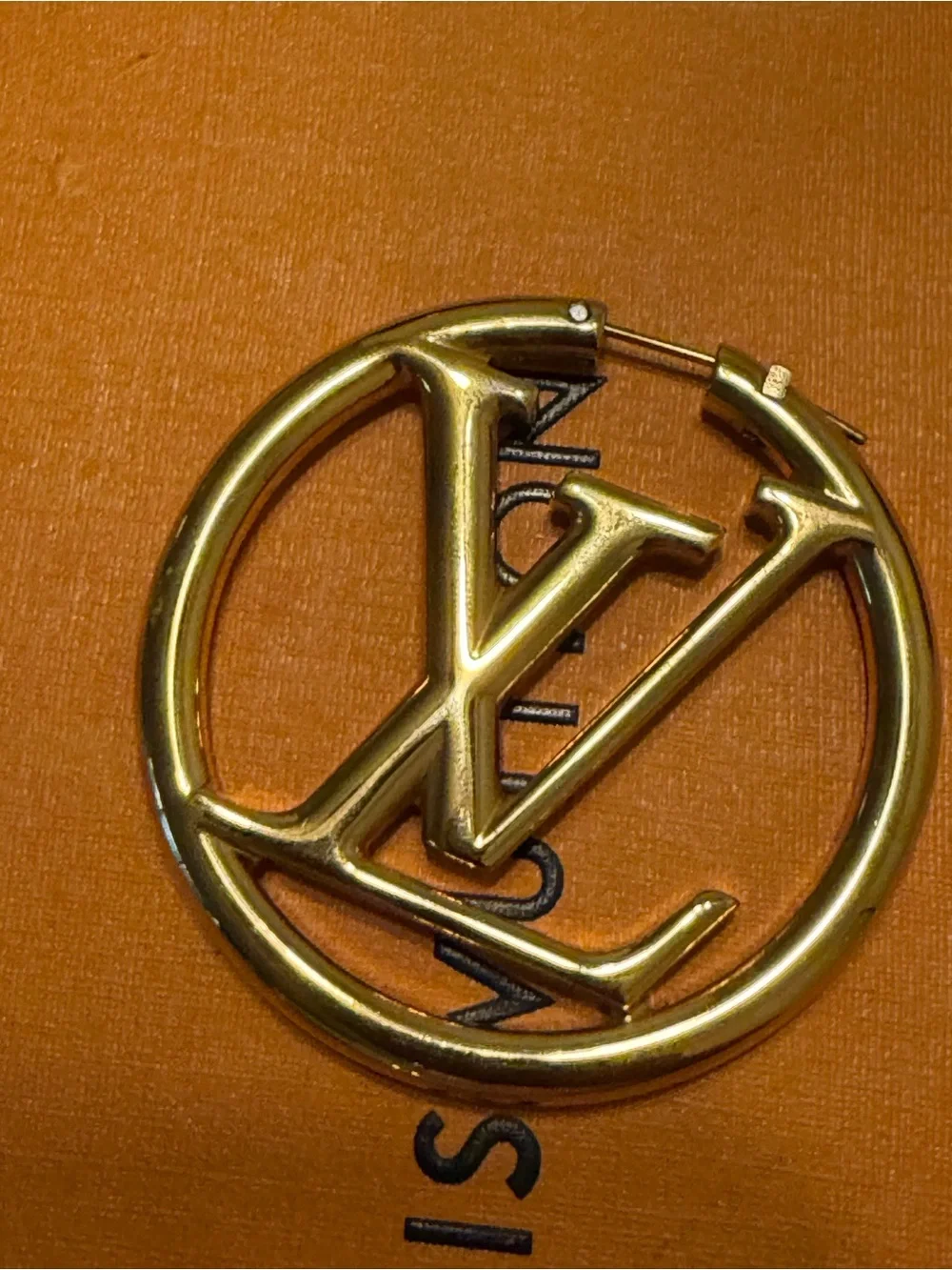 Louis Vuitton Gold LV Circle Logo Hoop Earring